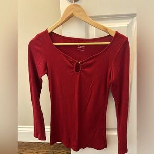 Express Women's Red Long Sleeve Top